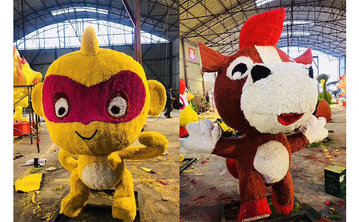 仿真動(dòng)物綠雕工藝品-龍蛇馬羊現(xiàn)場(chǎng)實(shí)拍圖