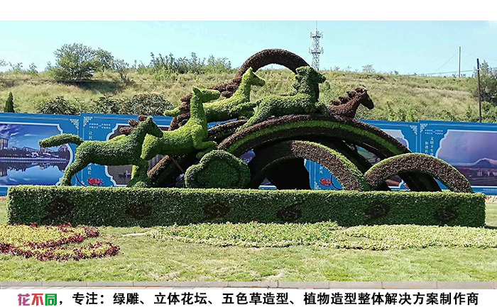 河北張家口萬馬奔騰十五綠雕現(xiàn)場(chǎng)實(shí)拍圖