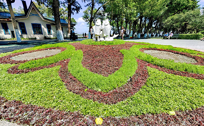 五色草在城市道路綠化帶中的立體造型設(shè)計(jì)與色彩搭配案例圖